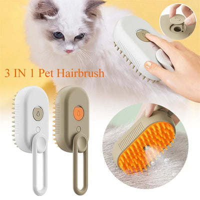 3-in-1 Steam Pet Grooming Brush – Spray, Comb &amp; De-Shed