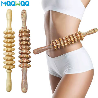 TriggerFlex 9-Roller Wooden Massage Stick