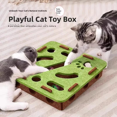 Cat Puzzle Feeder Box – Interactive Treat Hunting Toy