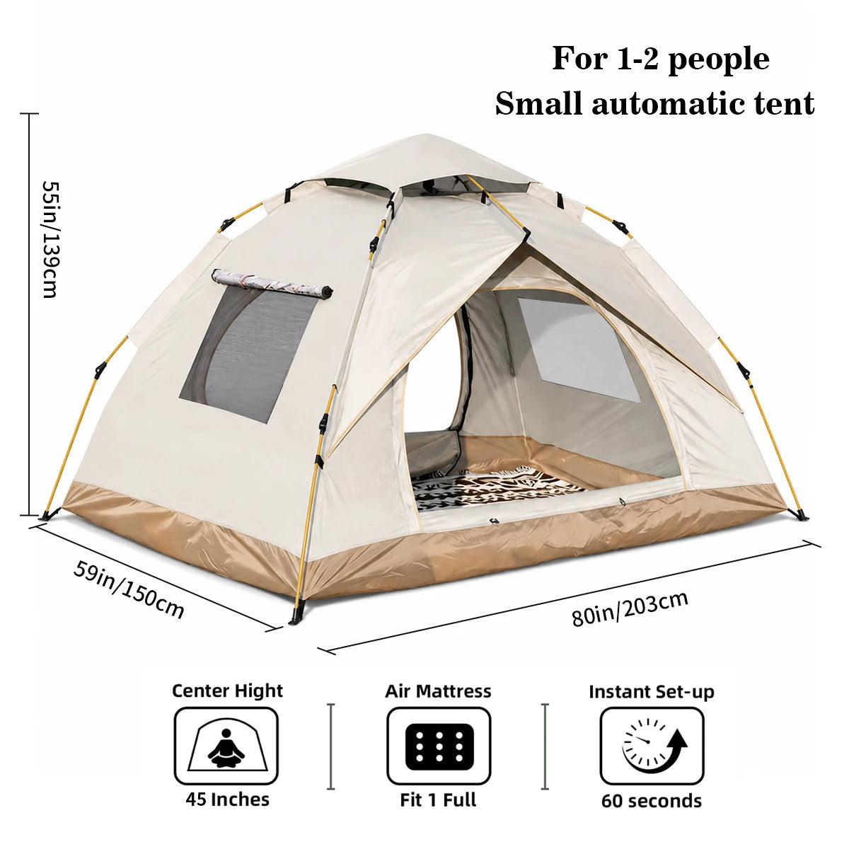 Automatic Pop-Up Camping Tent for 2–4 People