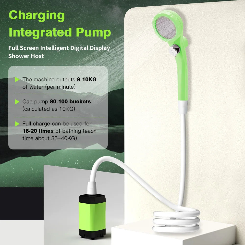 LIXADA Portable Camping Shower with LED Display | 6000mAh