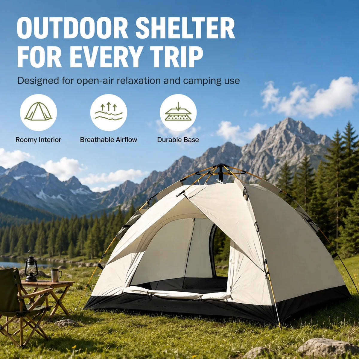 Automatic Pop-Up Camping Tent for 2–4 People