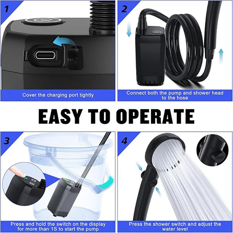 Rechargeable Portable Camping Shower | 6000mAh Battery