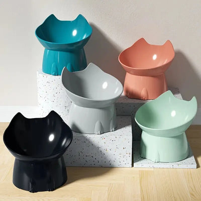 Elevated Anti-Tip Cat Bowl – Neck-Protecting Raised Feeder